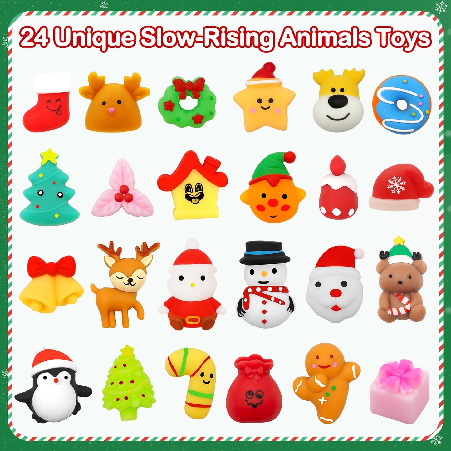 Govetom 2025 Mochi Squishy Advent Calendar 24 Days Multi-color Stress Toys