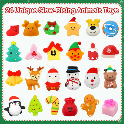 Govetom 2025 Mochi Squishy Advent Calendar 24 Days Multi-color Stress Toys