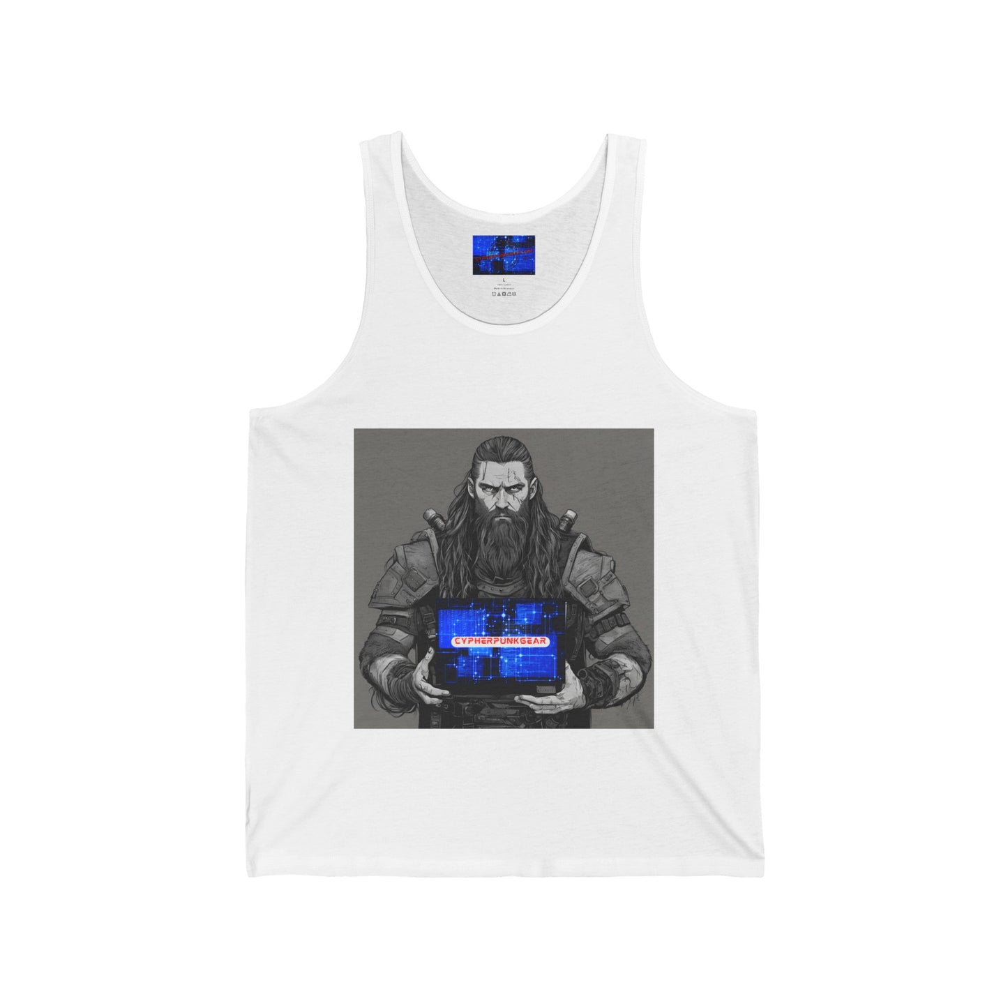 Street Samurai cyberpunk Unisex Jersey Tank Top by cypherpunkgear