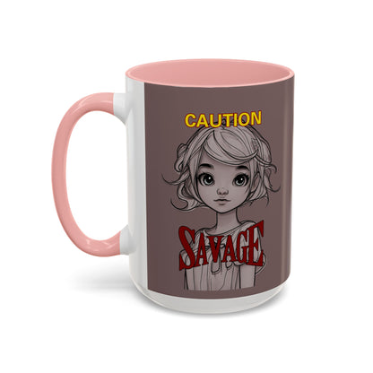 Caution, Savage Grey Accent Mug by cypherpunkgear.com