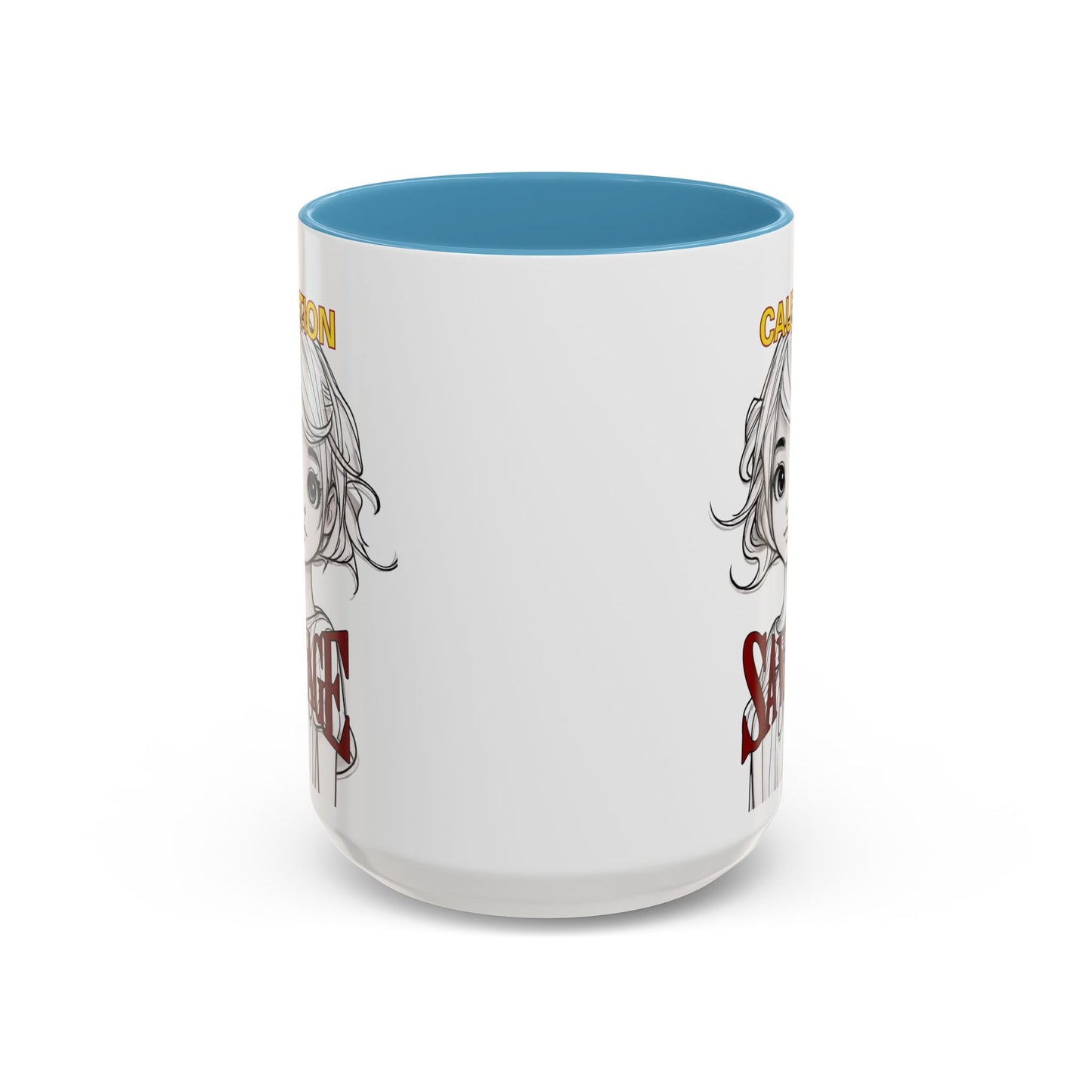 Caution, Savage White Accent Mug by cypherpunkgear.com