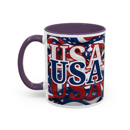 USA Blue font Center Patriot Accent Mug by cypherpunkgear.com
