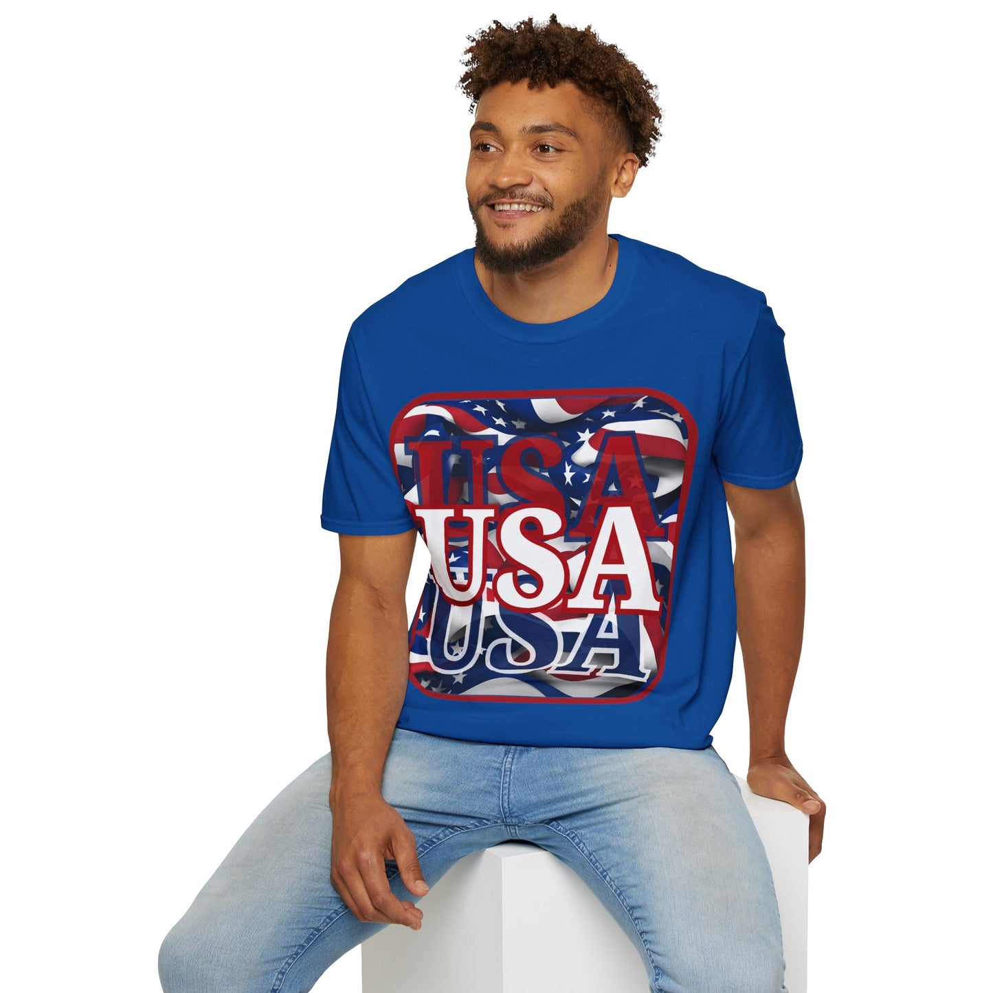 Red WHITE and Blue USA Patriot Dark colors Unisex T-Shirt by cypherpunkgear.com