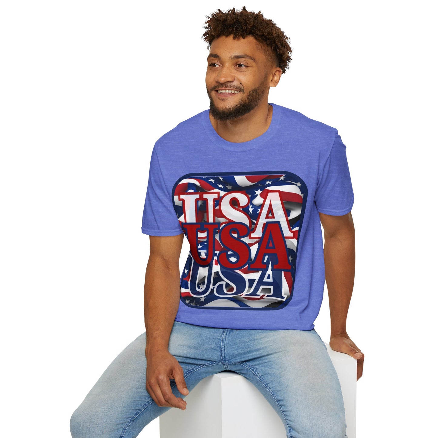 RED White and Blue USA Patriot LTcolors Unisex T-Shirt by cypherpunkgear