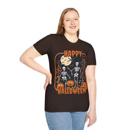 Spooktacular Skeletons of Halloween Dark colors Unisex T-shirt by CreepyCrafts.boo