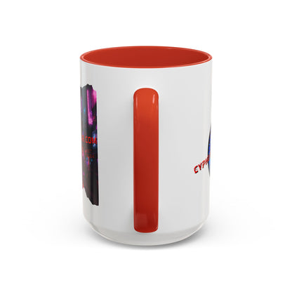 2-sided, cypherpunkgear.com Logo & Cityscape Accent Mug by cypherpunkgear.com