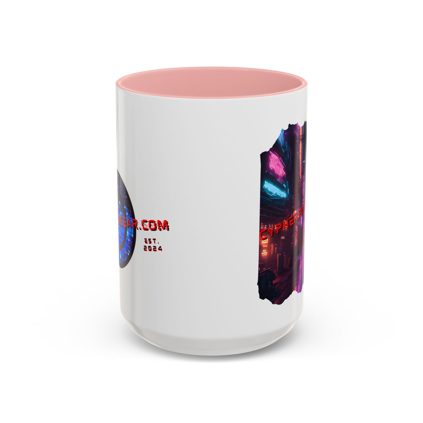 2-sided, cypherpunkgear.com Logo & Cityscape Accent Mug by cypherpunkgear.com