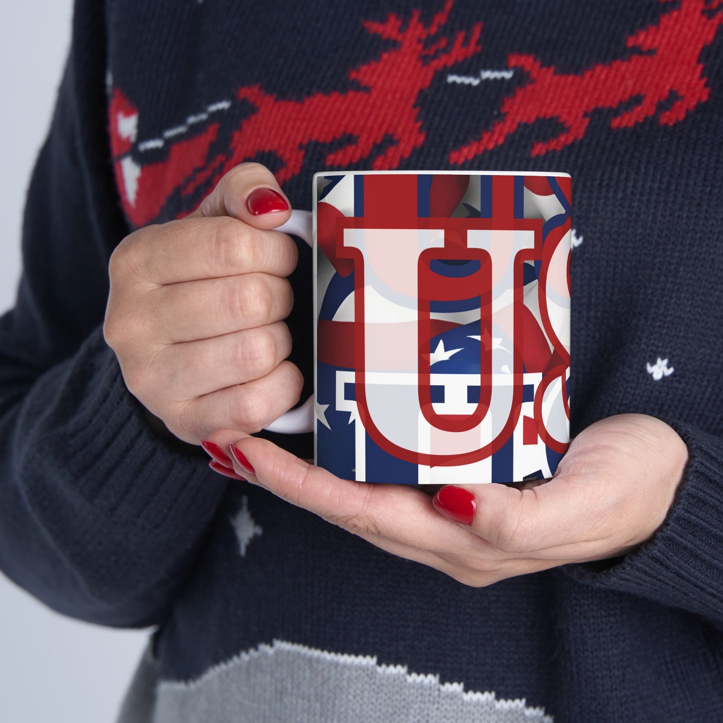 USA! USA! USA WHfont Patriot White Mug by cypherpunkgear