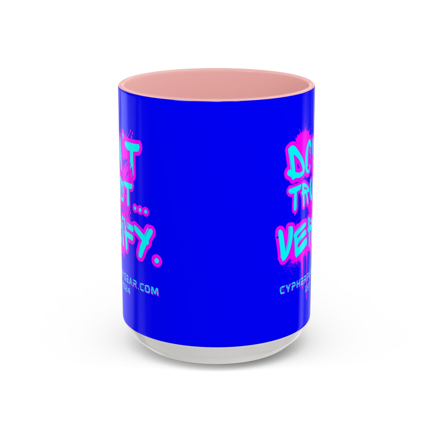 Don't Trust...Verify. Dark Blue Accent Mug by cypherpunkgear.com