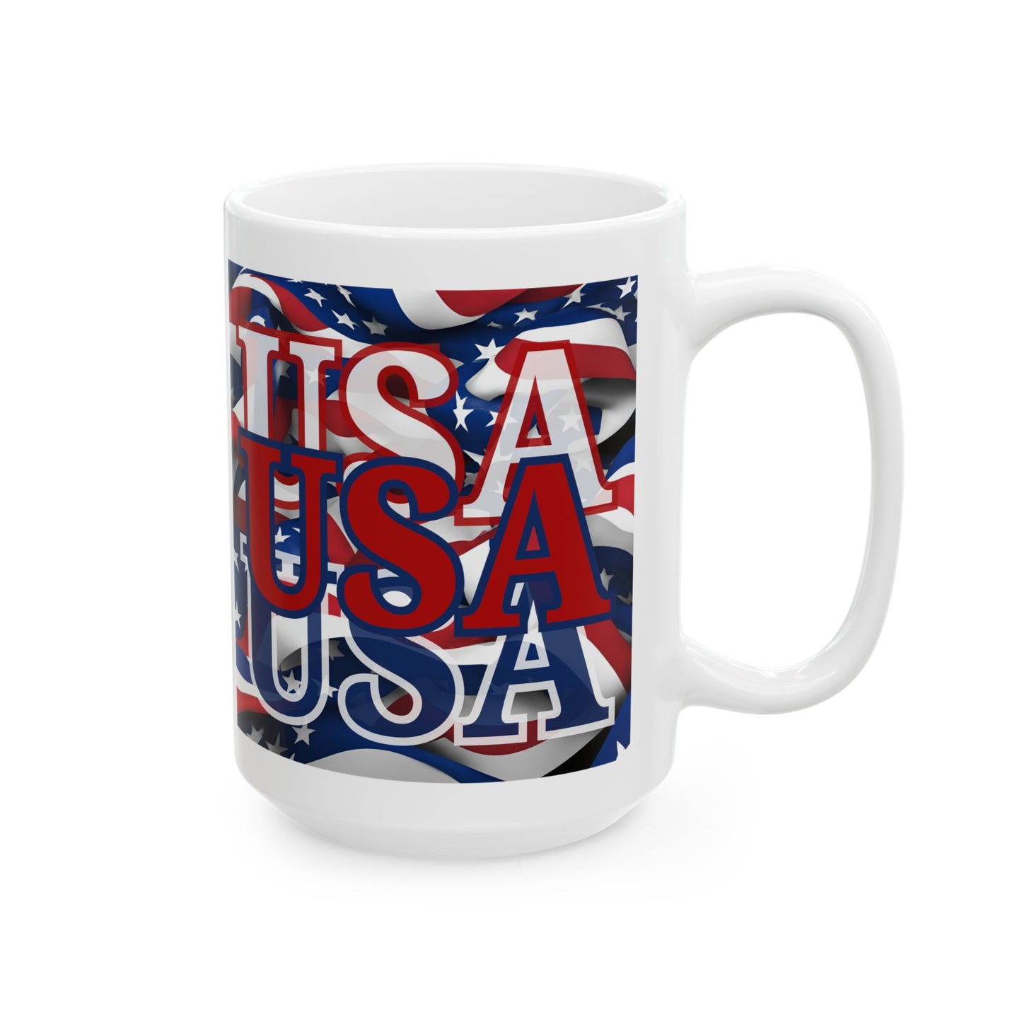 USA Red font Center Patriot White Mug by cypherpunkgear.com