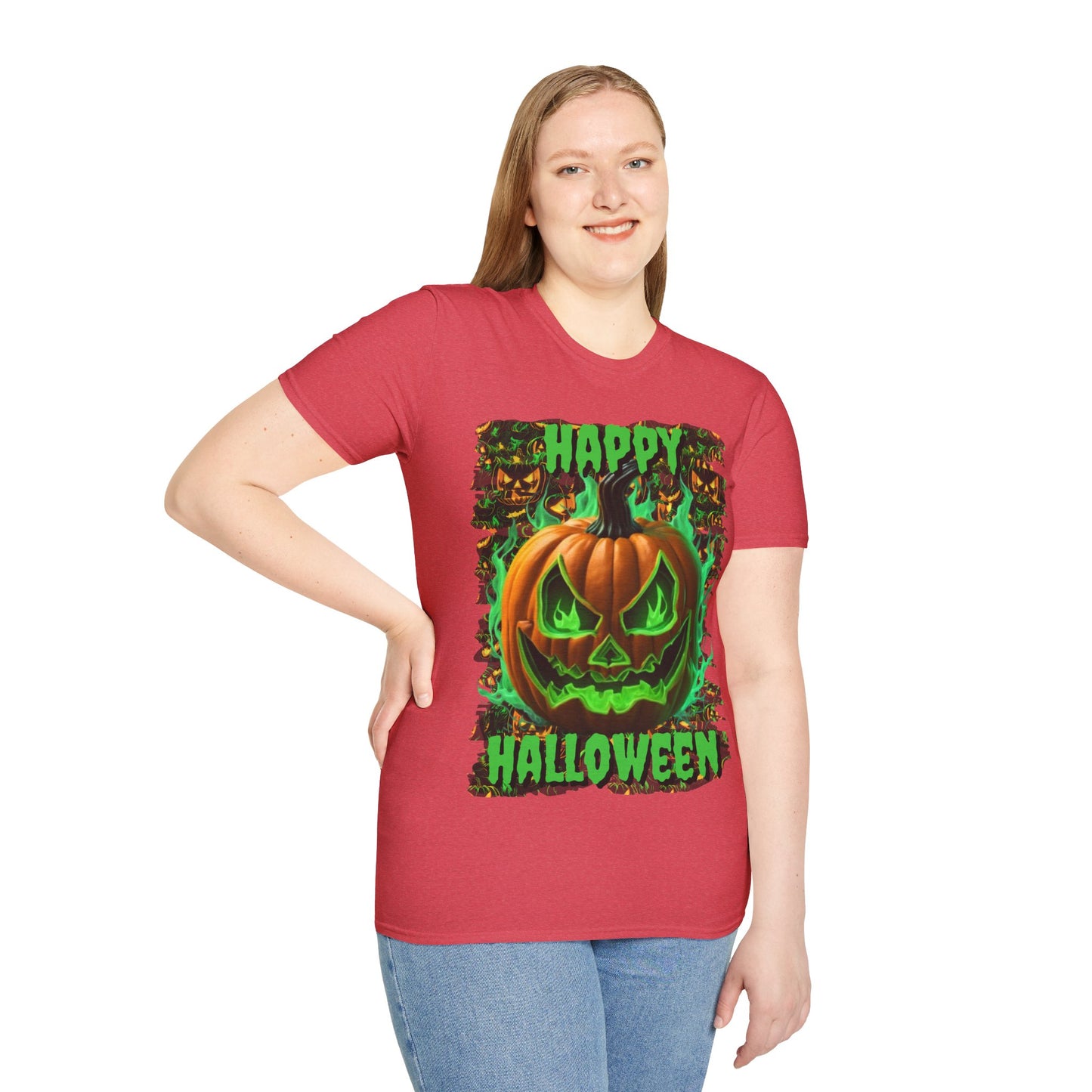 Happy Halloween Green Jack Light colors Unisex T-Shirt by CreepyCrafts.boo