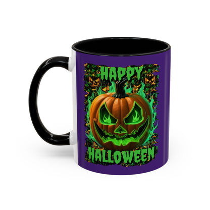 Happy Halloween Green Jack Purple Accent Mug by CreepyCrafts.boo
