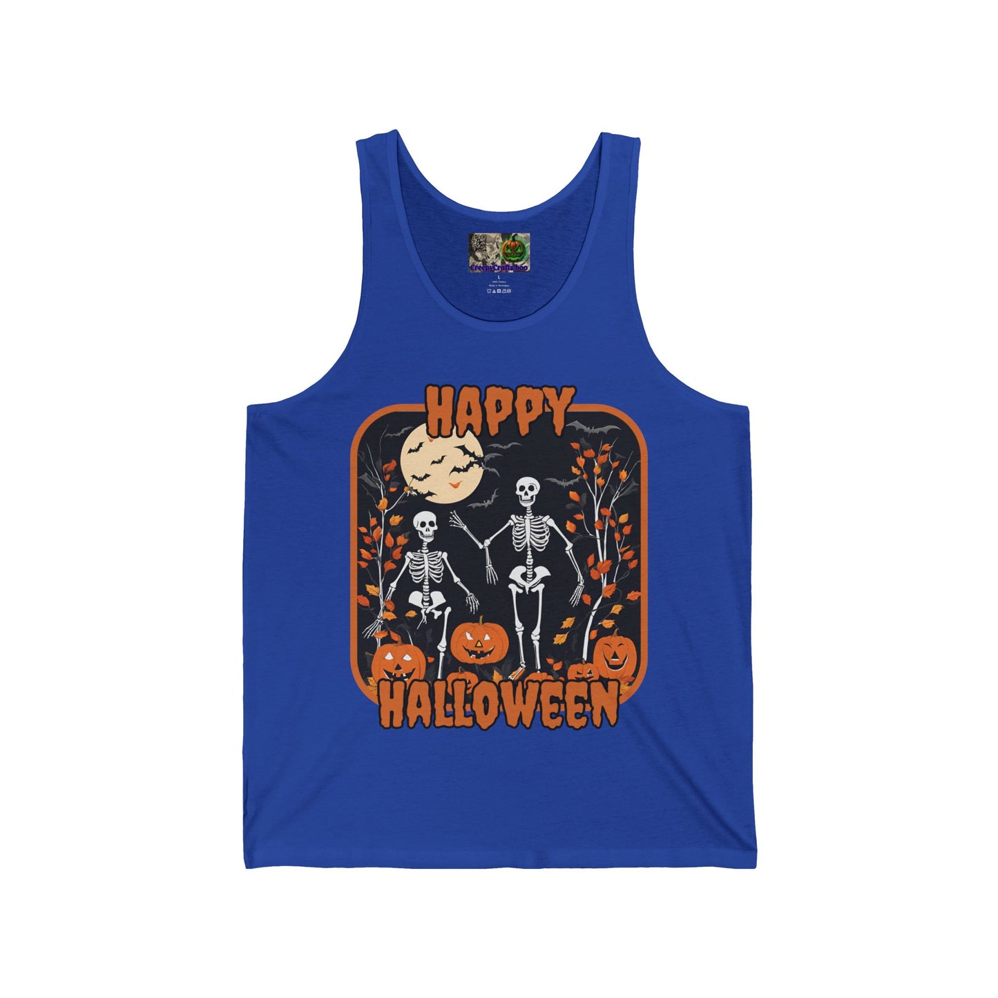 Spooktacular Skeletons of Halloween Unisex Jersey Tank Top by CreepyCrafts.boo