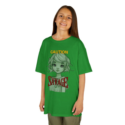 Caution: Small but Savage Kids Heavy Cotton Tee by cypherpunkgear.com