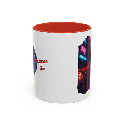 2-sided, cypherpunkgear.com Logo & Cityscape Accent Mug by cypherpunkgear.com
