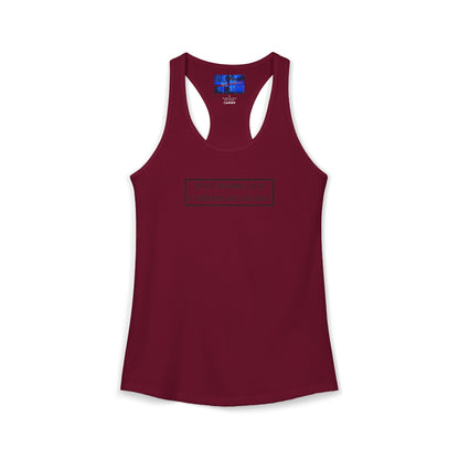 don't assume your freedoms are assured, Black font, Women's Racerback Tank Top by cypherpunkgear.com