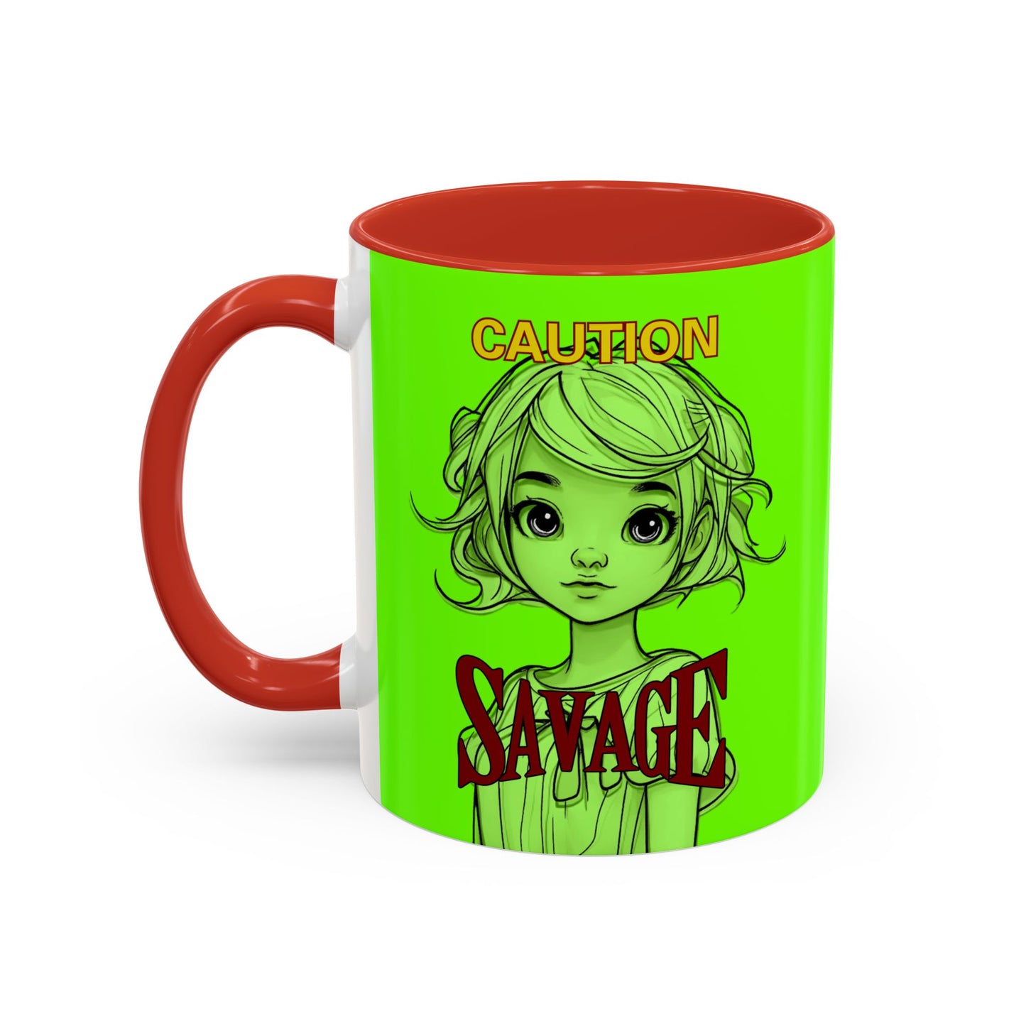 Caution, Savage Light Green Accent Mug by cypherpunkgear.com