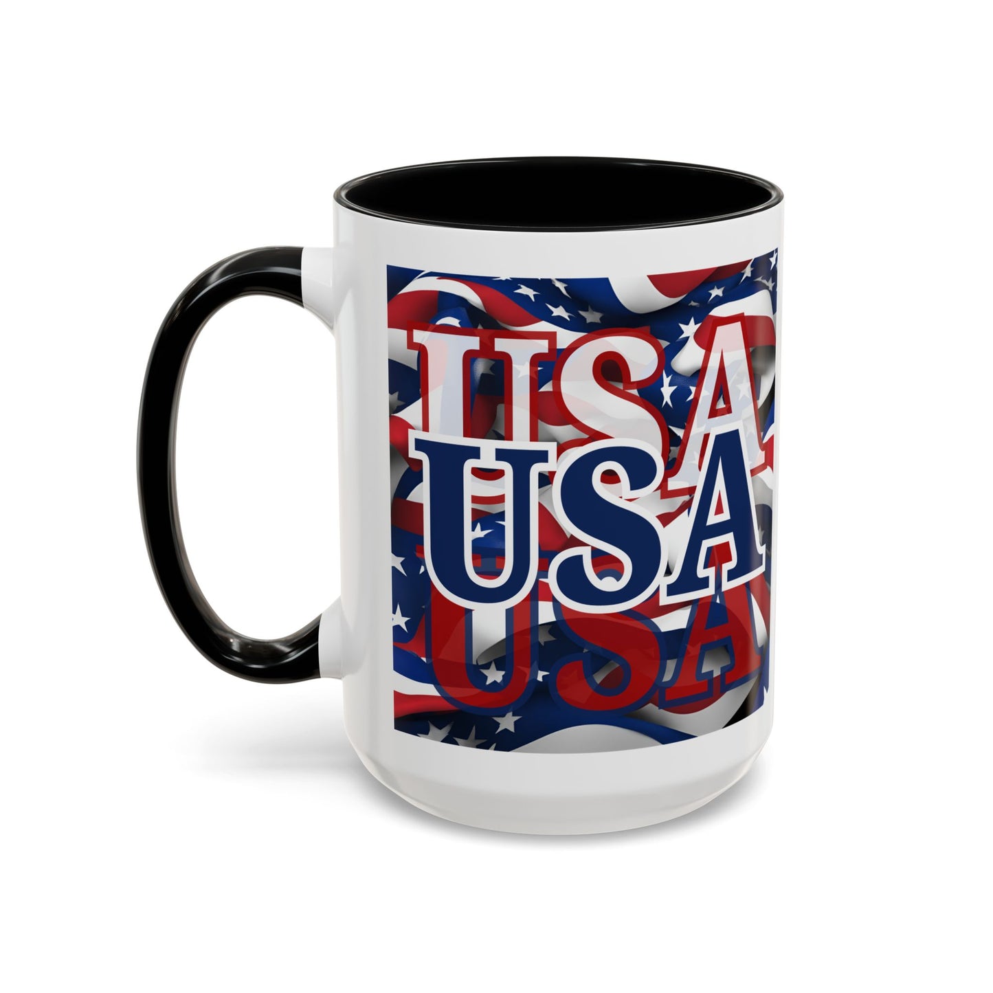 USA Blue font Center Patriot Accent Mug by cypherpunkgear.com