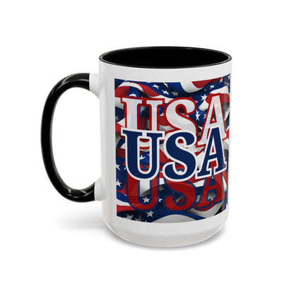 USA Blue font Center Patriot Accent Mug by cypherpunkgear.com