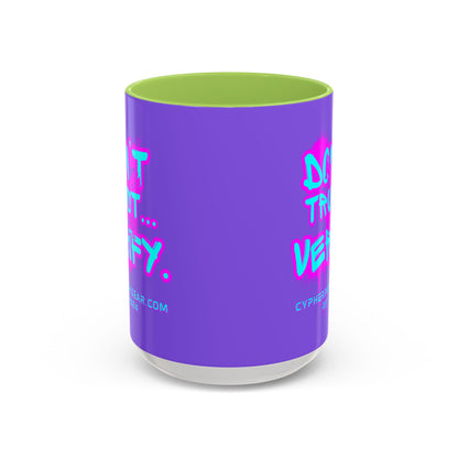 Don't Trust...Verify. Light Purple Accent Mug by cypherpunkgear.com