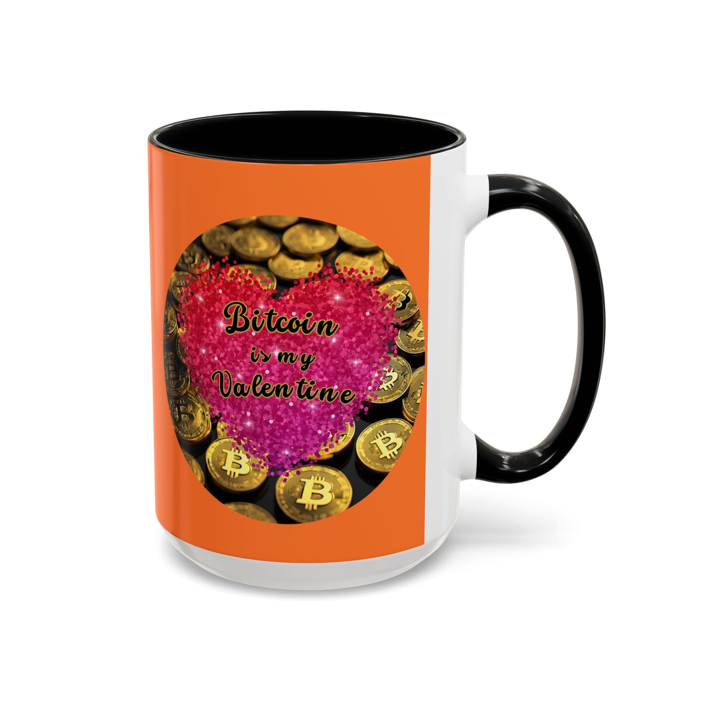 Bitcoin is My Valentine Orange Accent Mug by cypherpunkgear.com