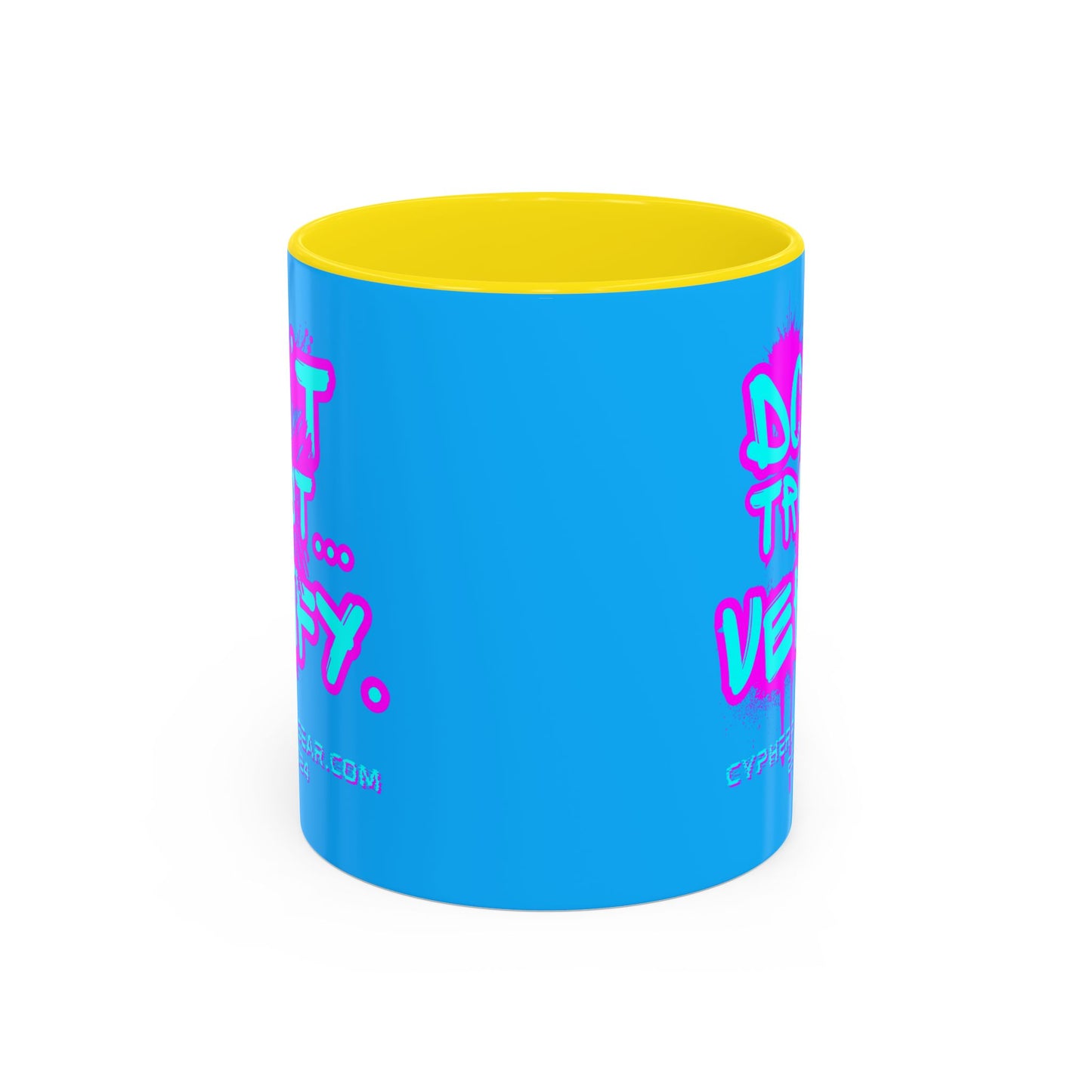 Don't Trust...Verify. Light Blue Accent Mug by cypherpunkgear.com