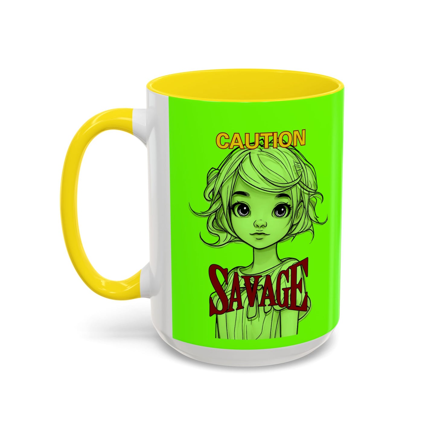 Caution, Savage Light Green Accent Mug by cypherpunkgear.com