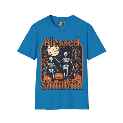 Spooktacular Skeletons of Samhain Dark colors Unisex T-Shirt by CreepyCrafts.boo