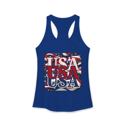 2-sided RED White and Blue USA Patriot Women's Racerback Tank Top by cypherpunkgear.com