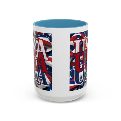 USA Red font Center Patriot Accent Mug by cypherpunkgear.com