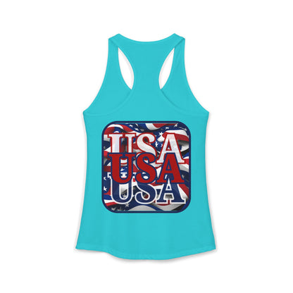 2-sided RED White and Blue USA Patriot Women's Racerback Tank Top by cypherpunkgear.com