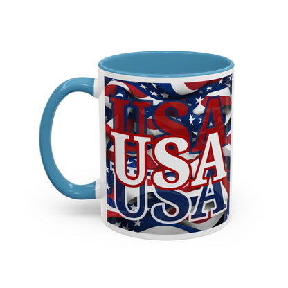 USA White font Center Patriot Accent Mug by cypherpunkgear.com