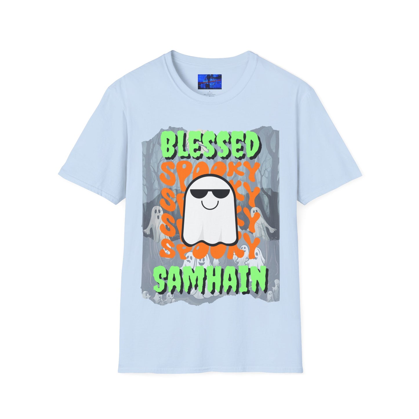 Spooky Blessed Samhain Ghost GNfont Unisex T-Shirt by cypherpunkgear