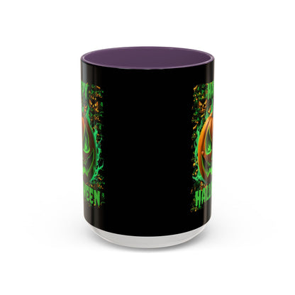 Happy Halloween Green Jack Black Accent Mug by CreepyCrafts.boo