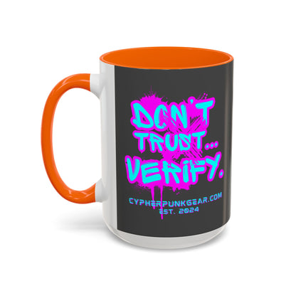 Don't Trust...Verify. Grey Accent Mug by cypherpunkgear.com