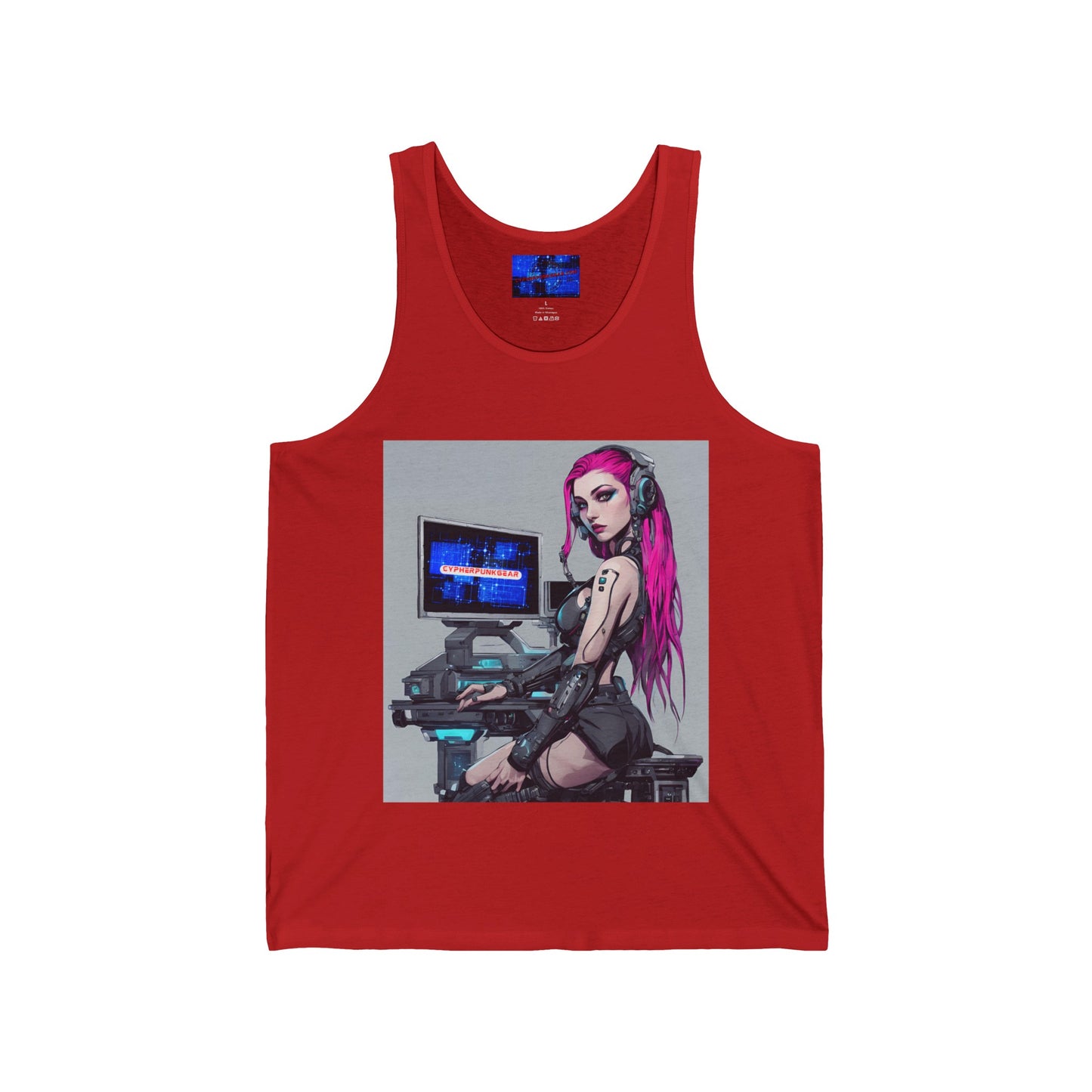 Netrunner Cyberpunk Unisex Jersey Tank Top by cypherpunkgear