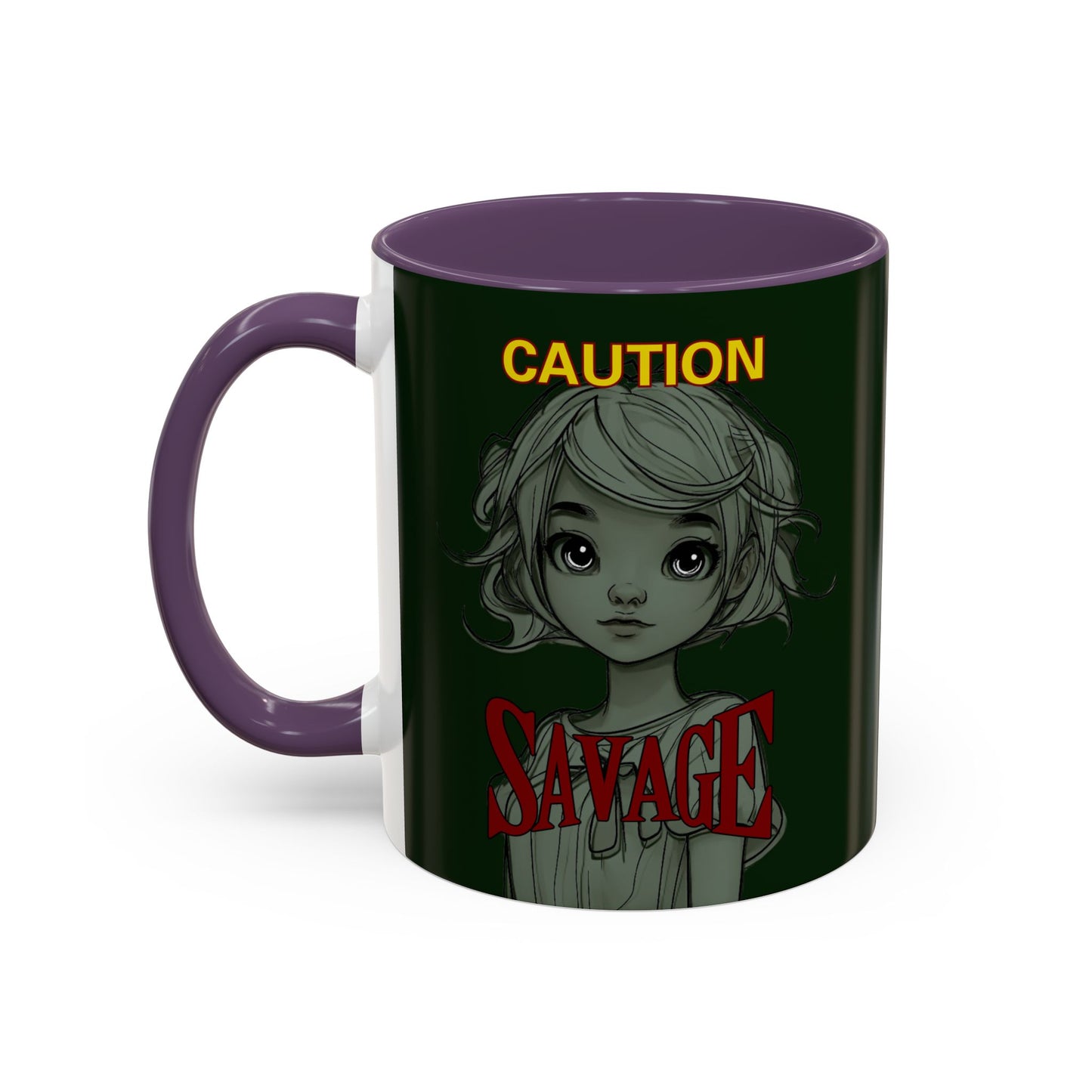 Caution, Savage Dark Green Accent Mug by cypherpunkgear.com