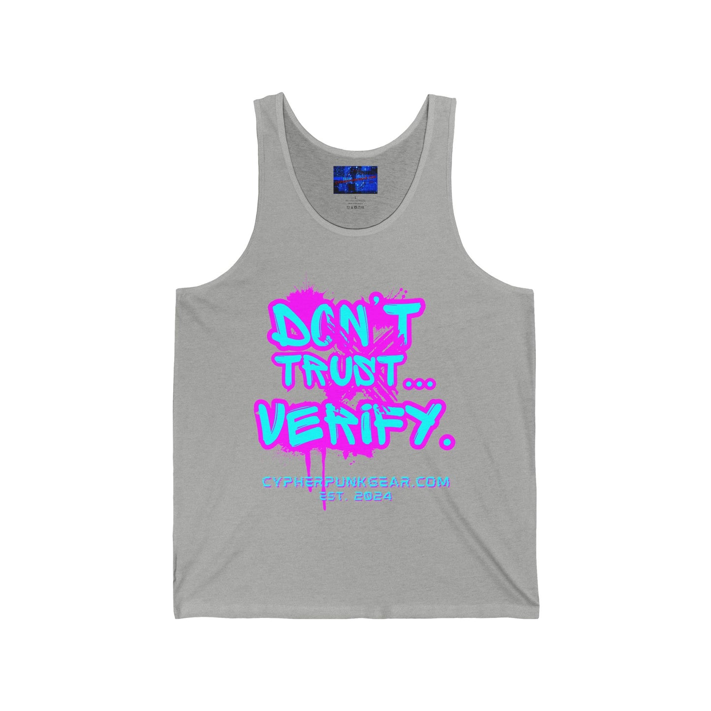 Don't Trust...Verify. Unisex Jersey Tank Top by cypherpunkgear.com