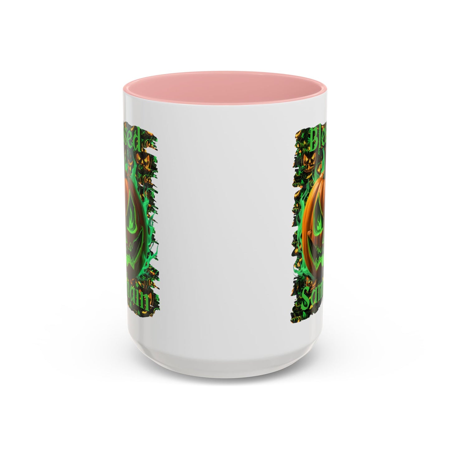 Blessed Samhain Green Jack White Accent Mug by CreepyCrafts.boo