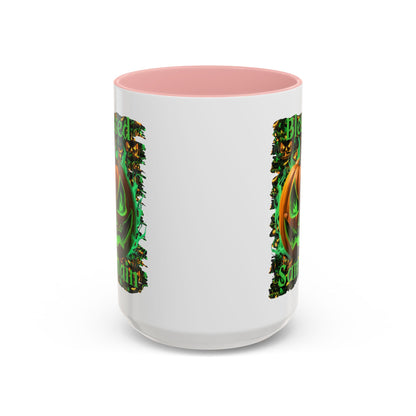 Blessed Samhain Green Jack White Accent Mug by CreepyCrafts.boo
