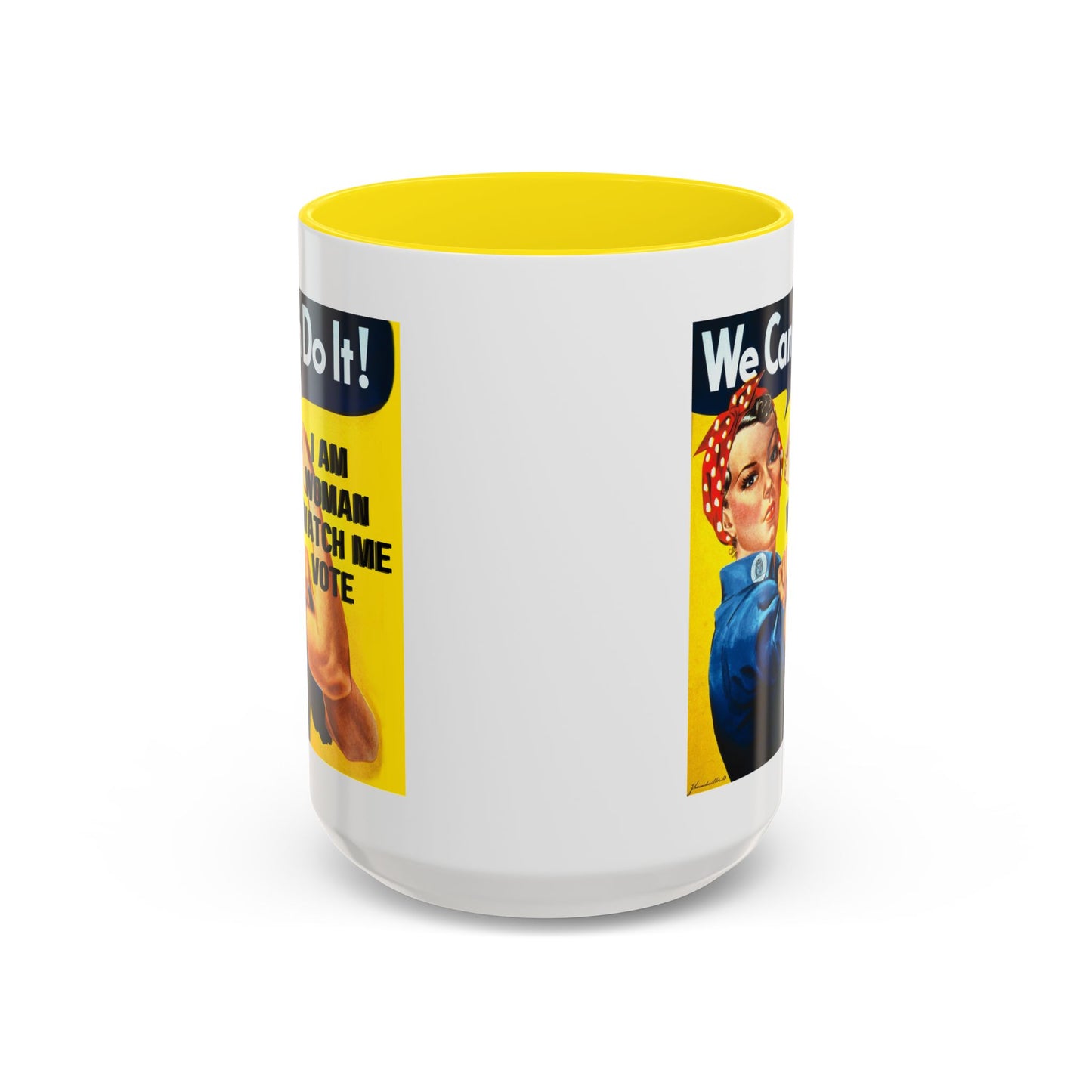 I Am Woman Watch Me Vote Rosie White Accent Mug by cypherpunkgear.com