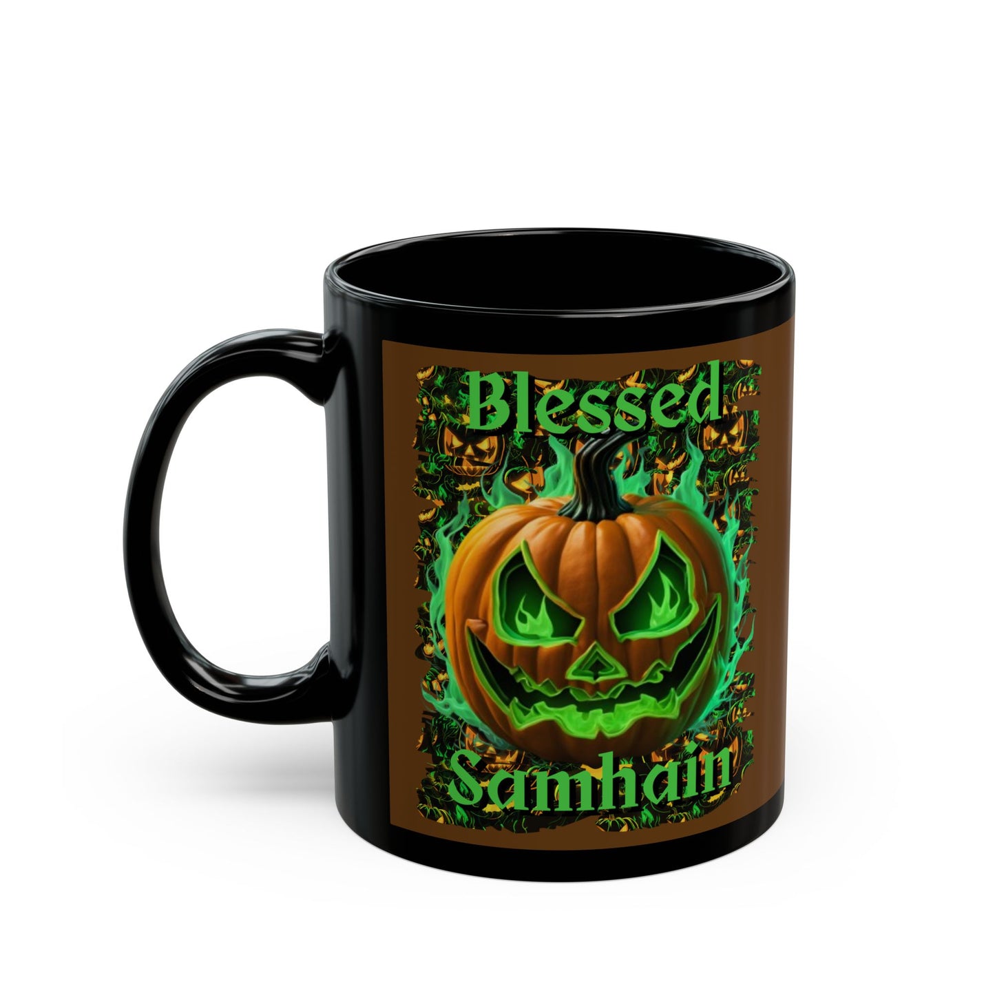 Blessed Samhain Green Jack Brown Mug by CreepyCrafts.boo
