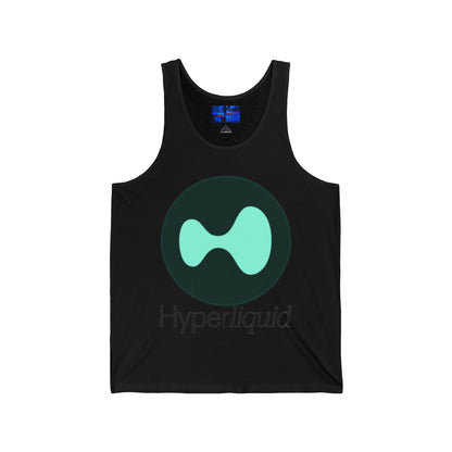 Hyperliquid Black font Unisex Jersey Tank Top by cypherpunkgear.com