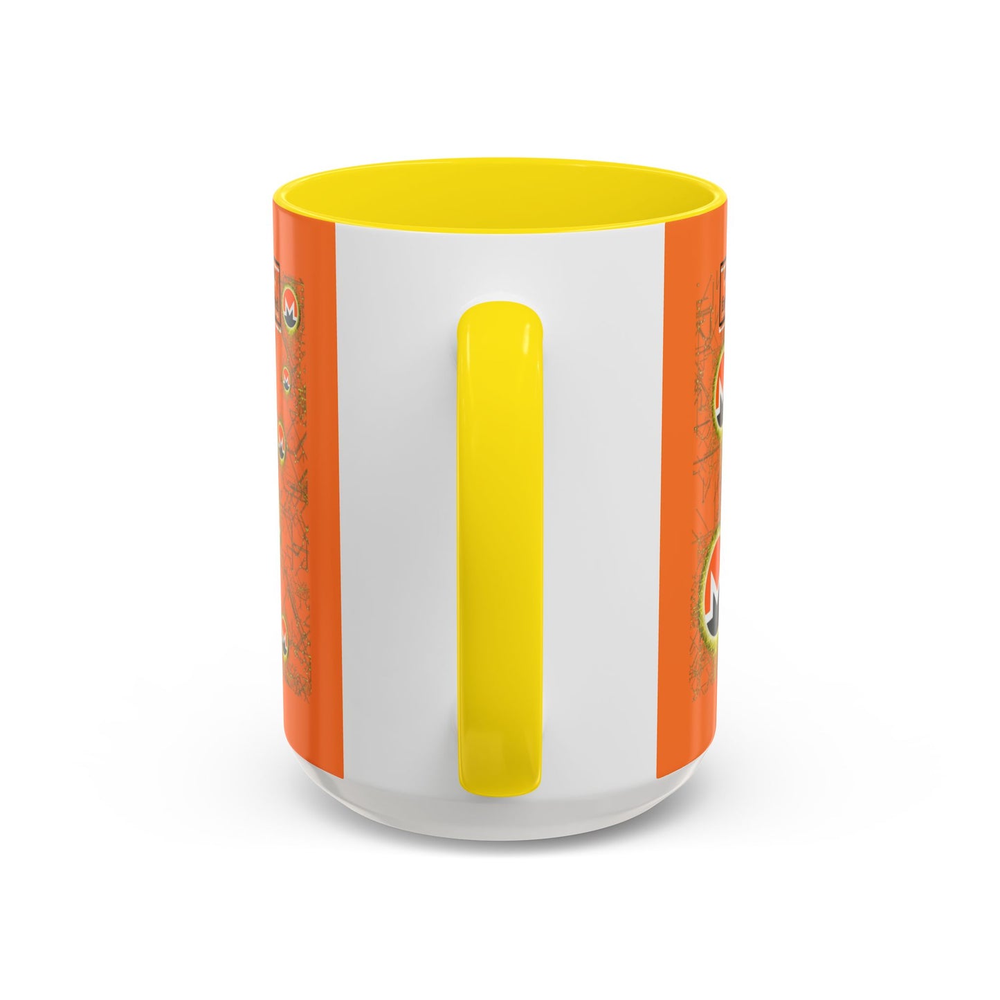 Monero (XMR) don't assume your freedoms are assured Orange Accent Mug by cypherpunkgear.com