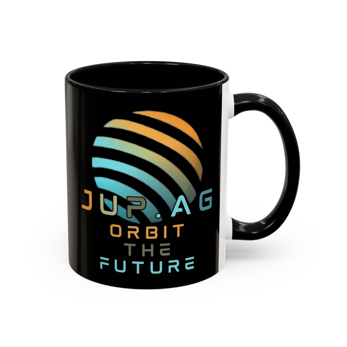 Jupiter (JUP) Orbit the Future Black Accent Mug by cypherpunkgear.com