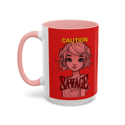 Caution, Savage Red Accent Mug by cypherpunkgear.com