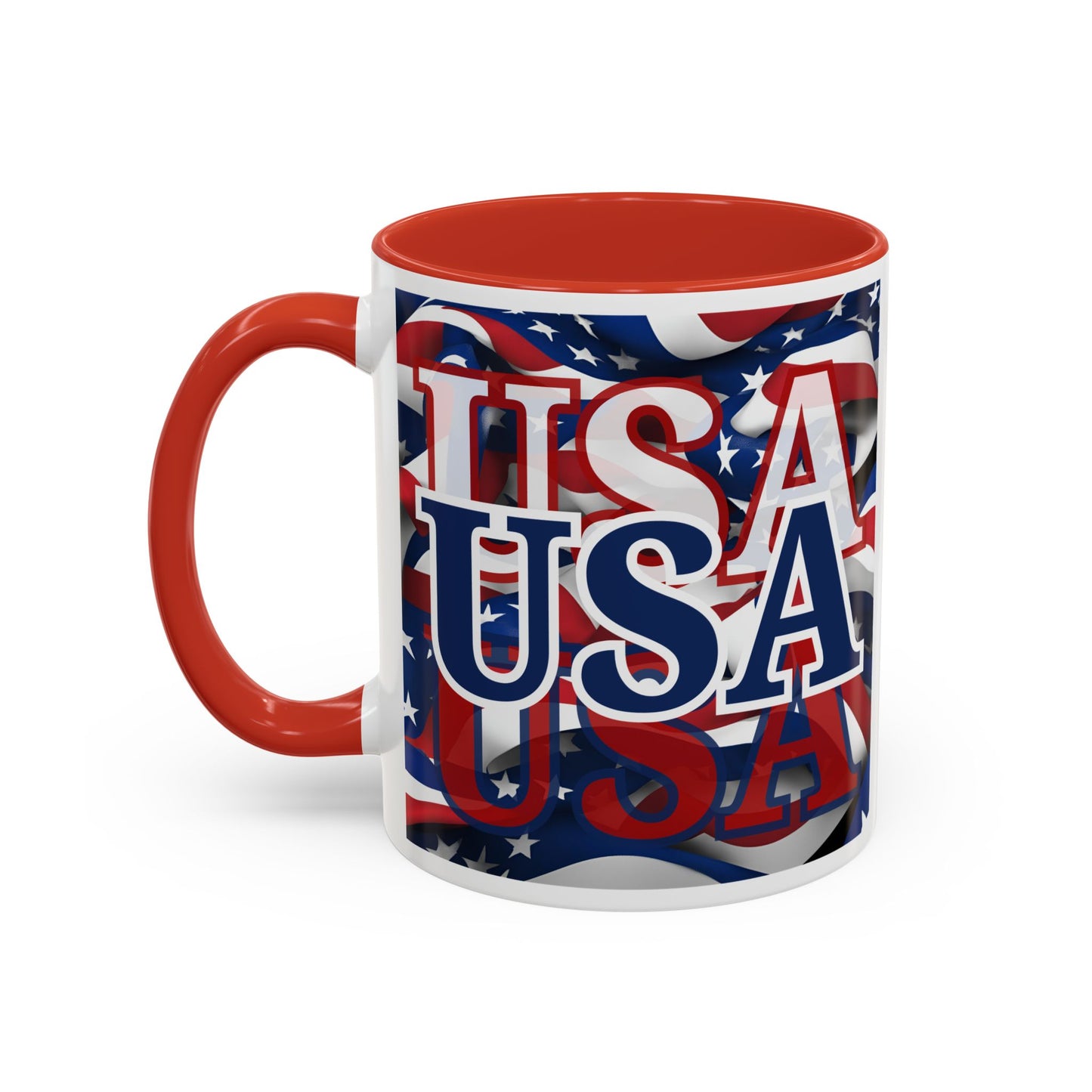 USA Blue font Center Patriot Accent Mug by cypherpunkgear.com