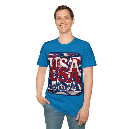 RED White and Blue USA Patriot DKcolors Unisex T-Shirt by cypherpunkgear