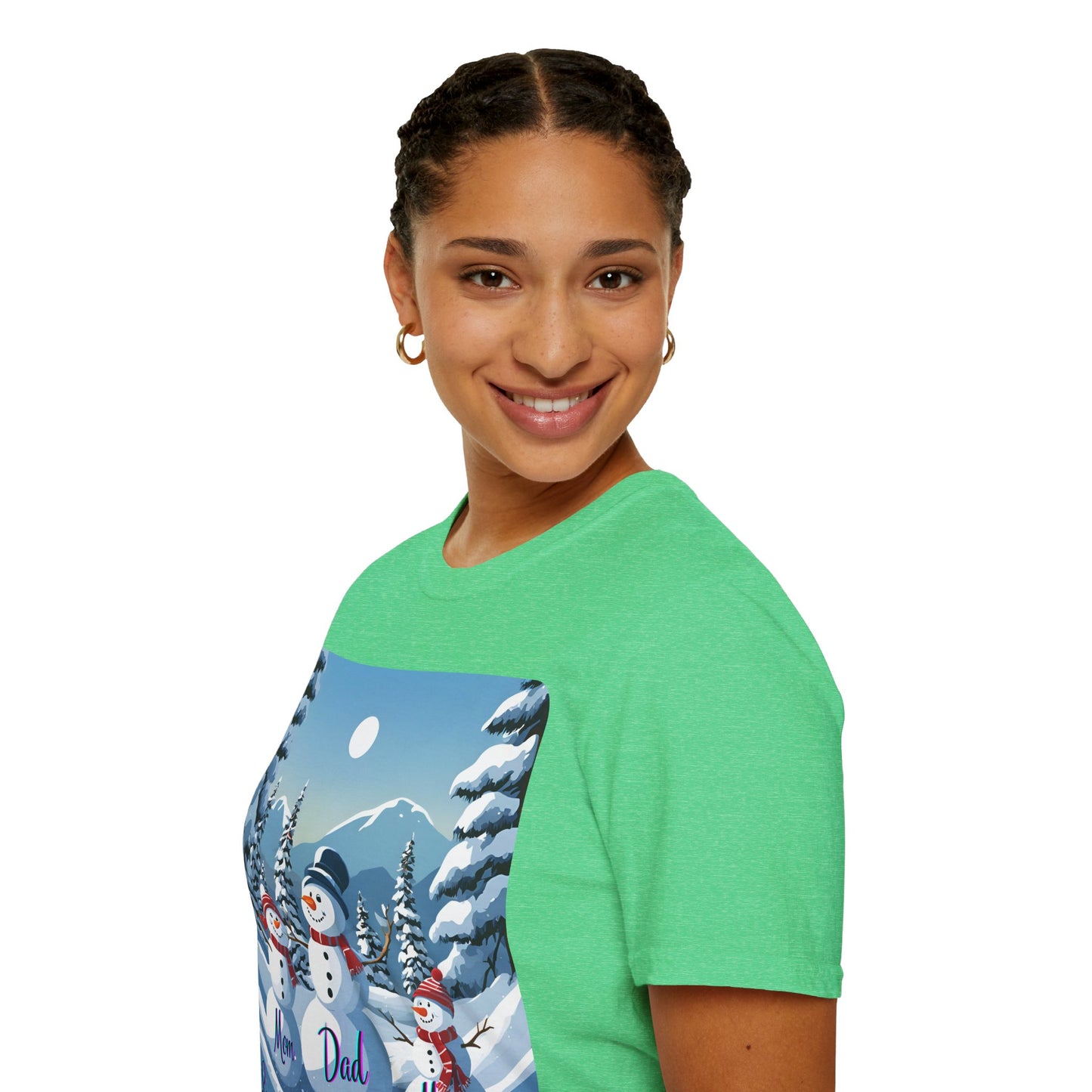 Snowman Family of 3 Dark colors Unisex T-Shirt by cypherpunkgear.com