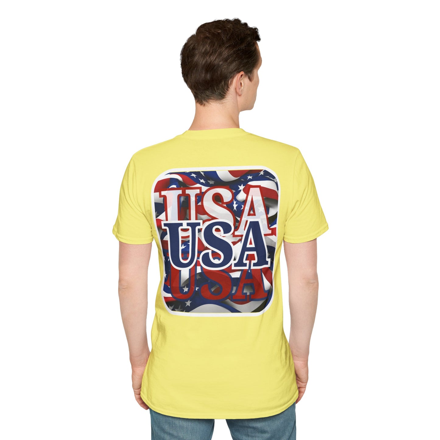 2-sided Red White and BLUE USA Patriot Light colors Unisex T-Shirt by cypherpunkgear.com